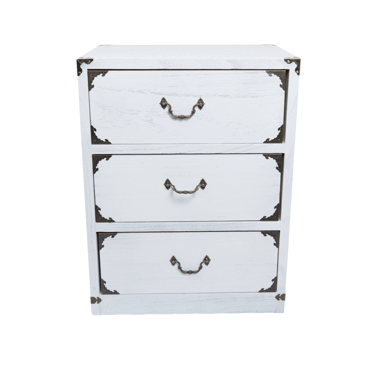VELADOR DORMITORIO LUPE 3 CAJONES BLANCO RUSTICO1