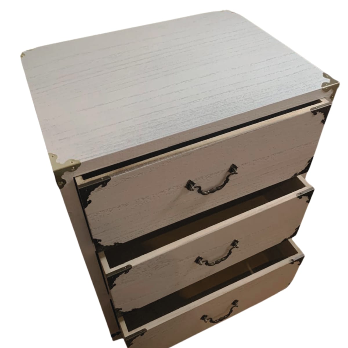 VELADOR DORMITORIO LUPE 3 CAJONES BLANCO RUSTICO4