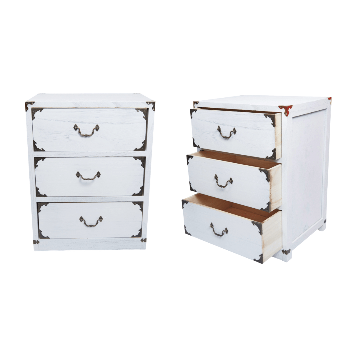 VELADOR DORMITORIO LUPE 3 CAJONES BLANCO RUSTICO5