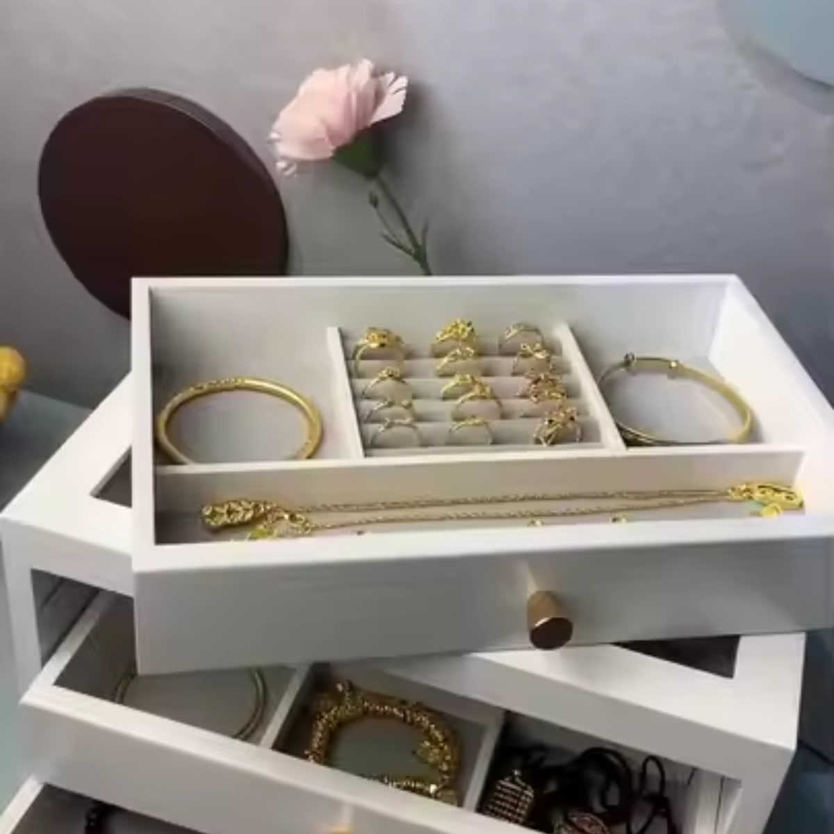 ORGANIZADOR JOYERO PORTOFINO 4 NIVELES BLANCO5