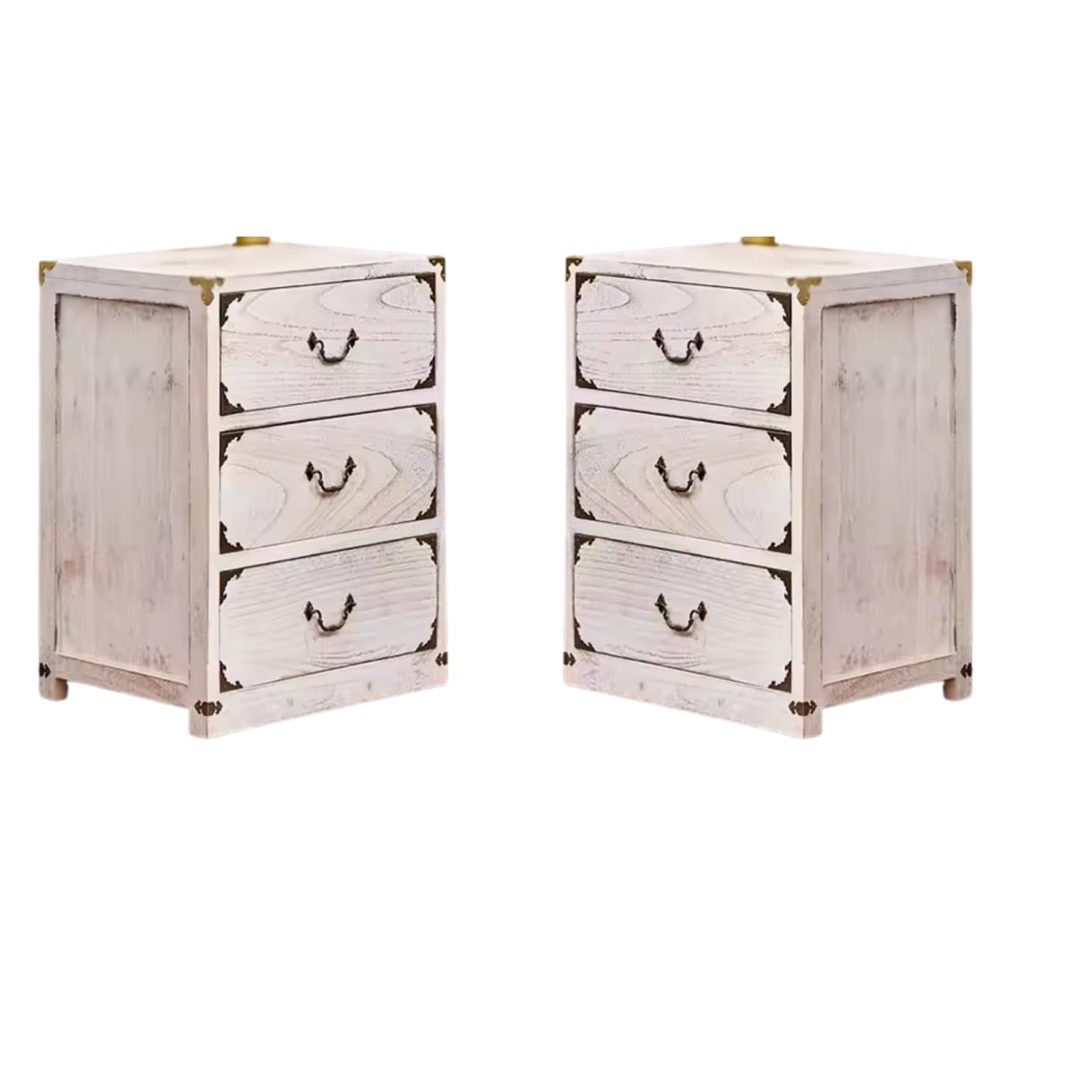 VELADOR DORMITORIO LUPE 3 CAJONES BLANCO RUSTICO7