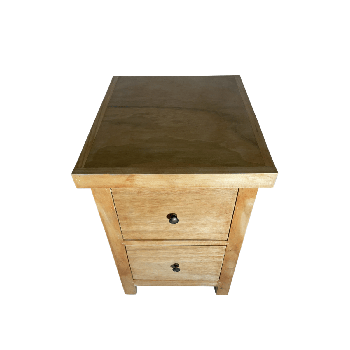VELADOR DORMITORIO BARI 2 CAJONES MADERA BARNIZ RUSTICO4