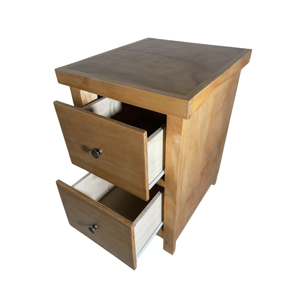 VELADOR DORMITORIO BARI 2 CAJONES MADERA BARNIZ RUSTICO5