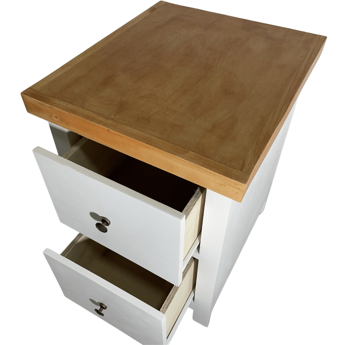 VELADOR DORMITORIO BARI 2 CAJONES BLANCO MADERA RUSTICO3