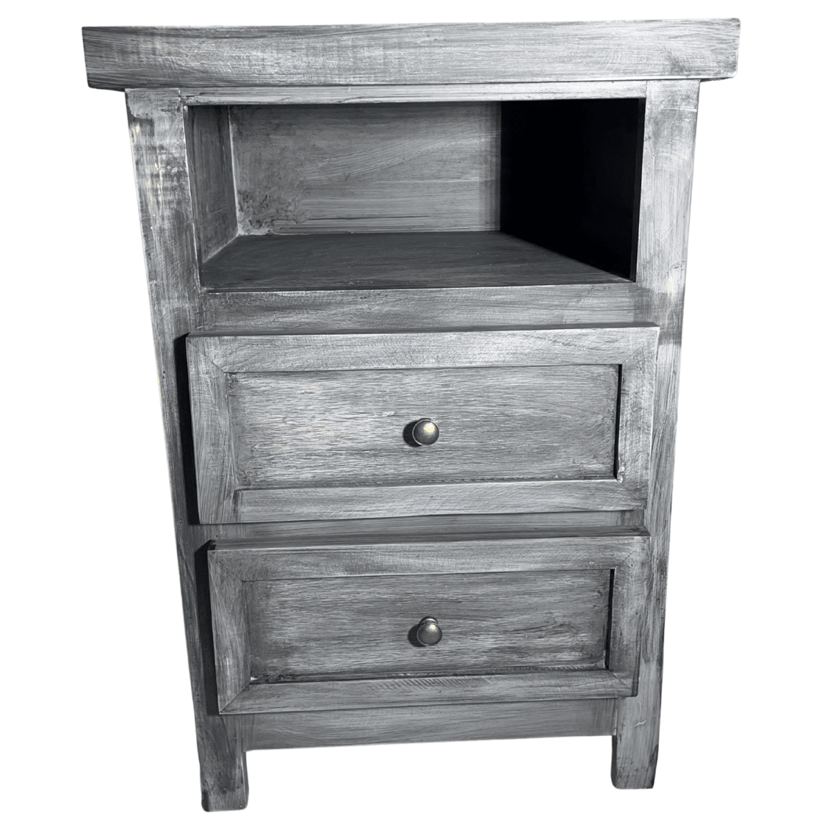 VELADOR DORMITORIO LIBRERO VICENZA 2 CAJONES GRIS RUSTICO1