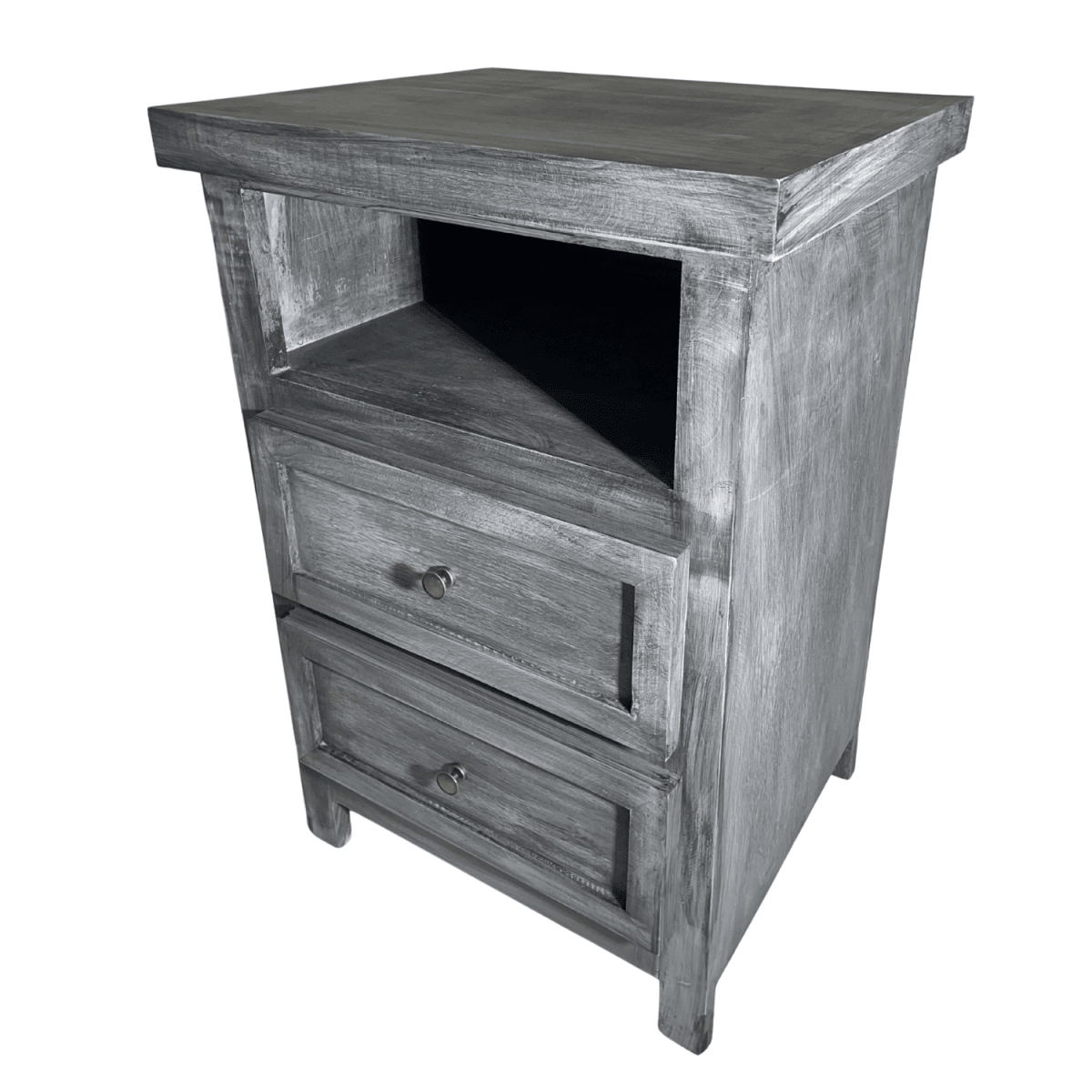 VELADOR DORMITORIO LIBRERO VICENZA 2 CAJONES GRIS RUSTICO2