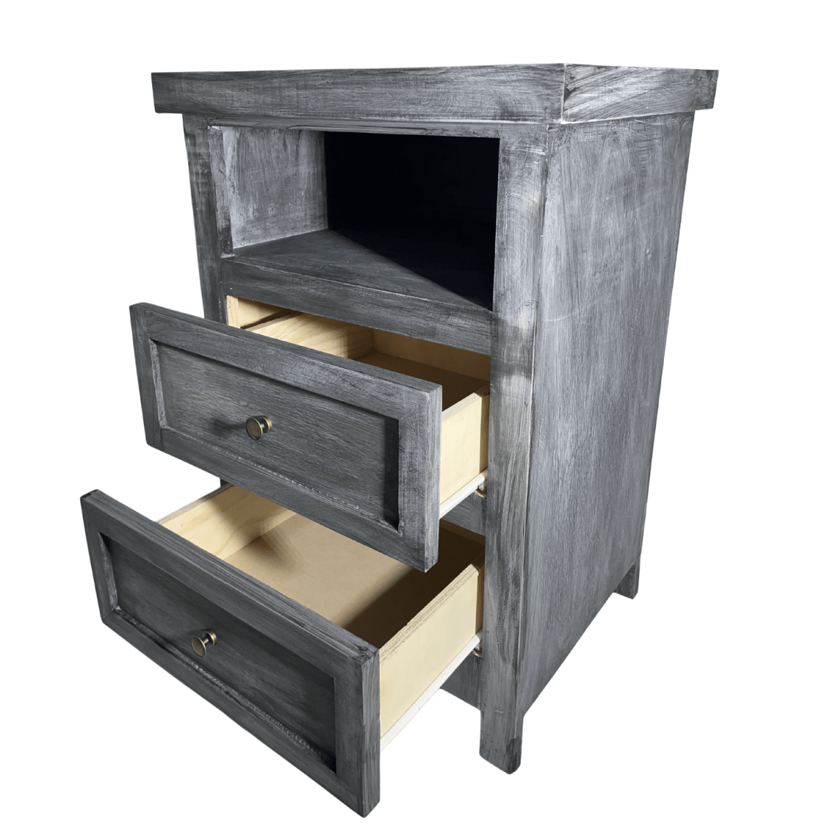 VELADOR DORMITORIO LIBRERO VICENZA 2 CAJONES GRIS RUSTICO5