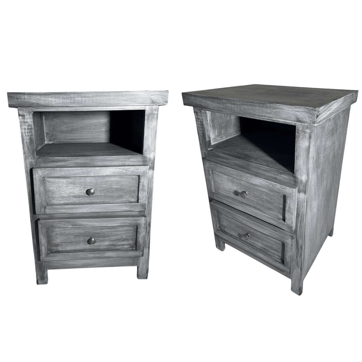 VELADOR DORMITORIO LIBRERO VICENZA 2 CAJONES GRIS RUSTICO7