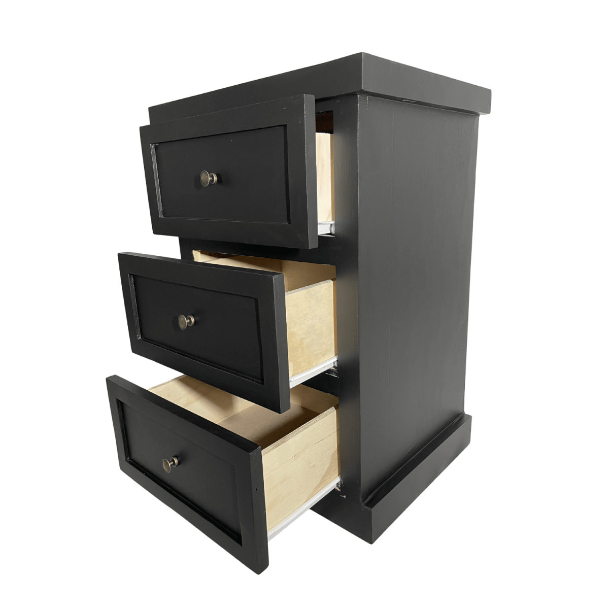 VELADOR DORMITORIO CATANIA 3 CAJONES NEGRO RUSTICO3