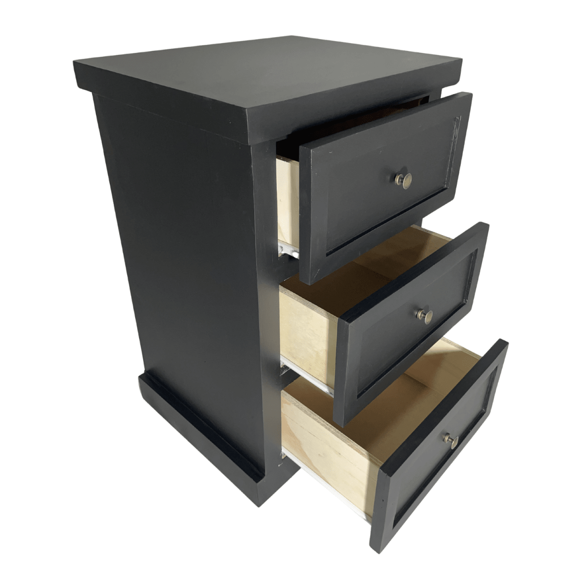 VELADOR DORMITORIO CATANIA 3 CAJONES NEGRO RUSTICO5