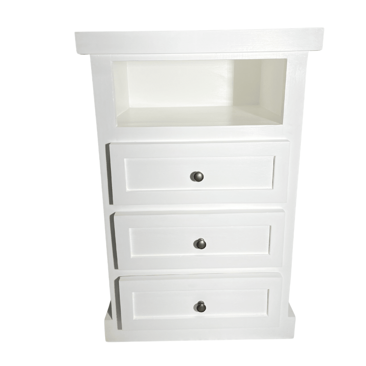 VELADOR DORMITORIO LIBRERO FERRARA 3 CAJONES BLANCO RUSTICO1