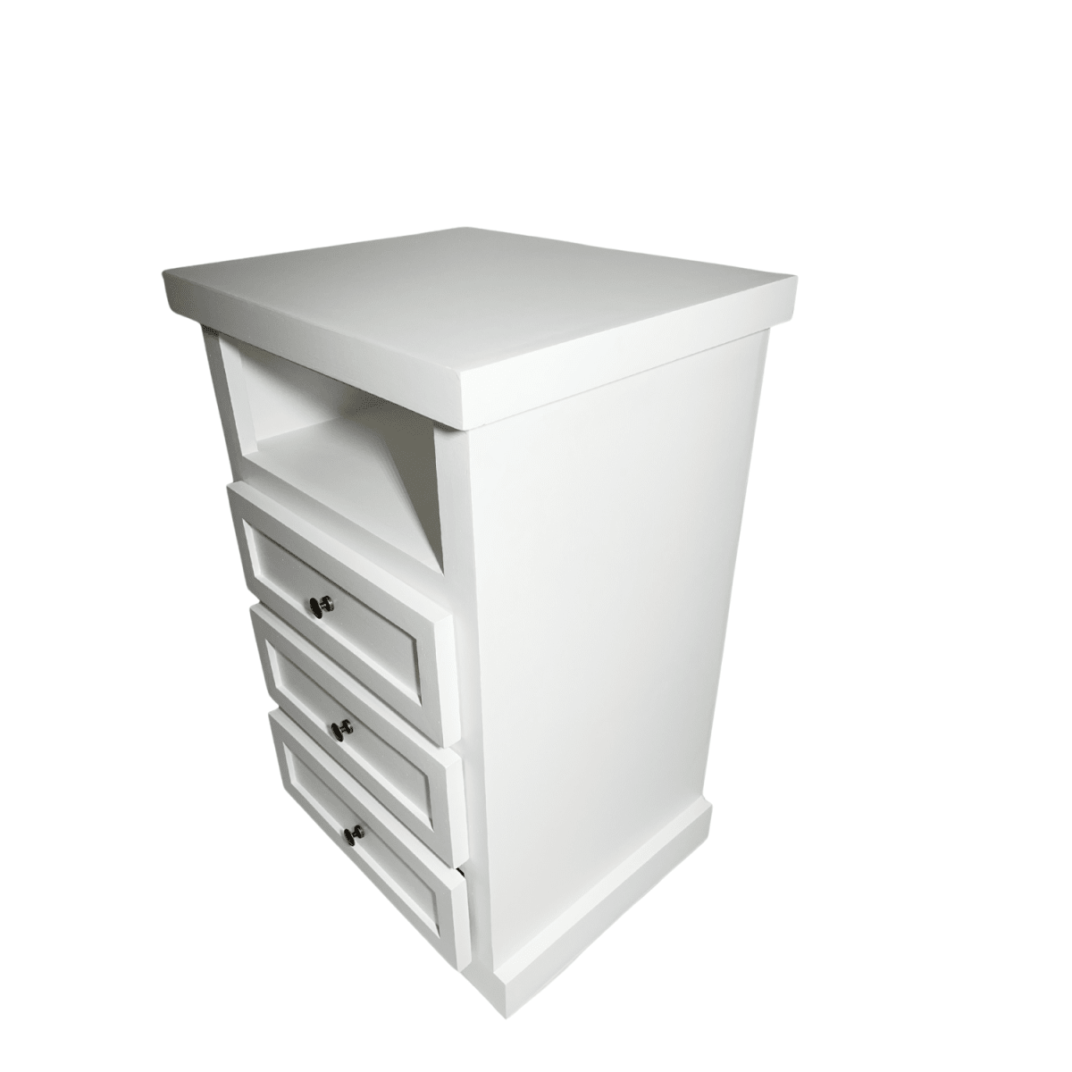 VELADOR DORMITORIO LIBRERO FERRARA 3 CAJONES BLANCO RUSTICO2