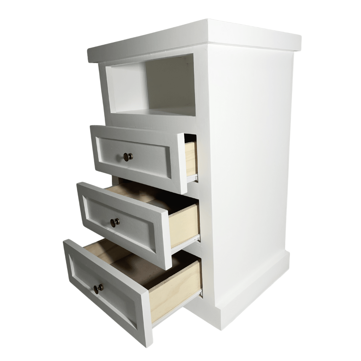 VELADOR DORMITORIO LIBRERO FERRARA 3 CAJONES BLANCO RUSTICO4