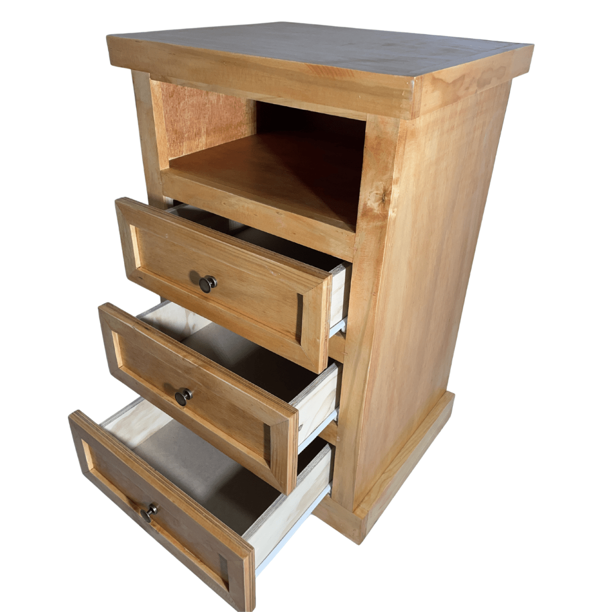 VELADOR DORMITORIO LIBRERO FERRARA 3 CAJONES MADERA BARNIZ3
