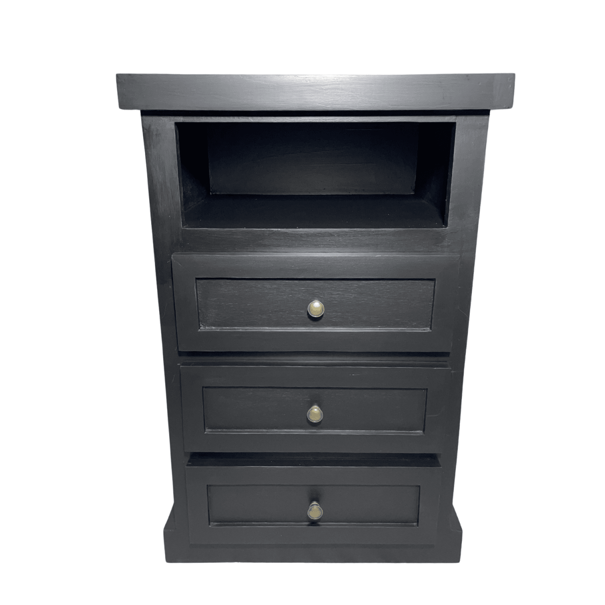 VELADOR DORMITORIO LIBRERO FERRARA 3 CAJONES NEGRO RUSTICO1