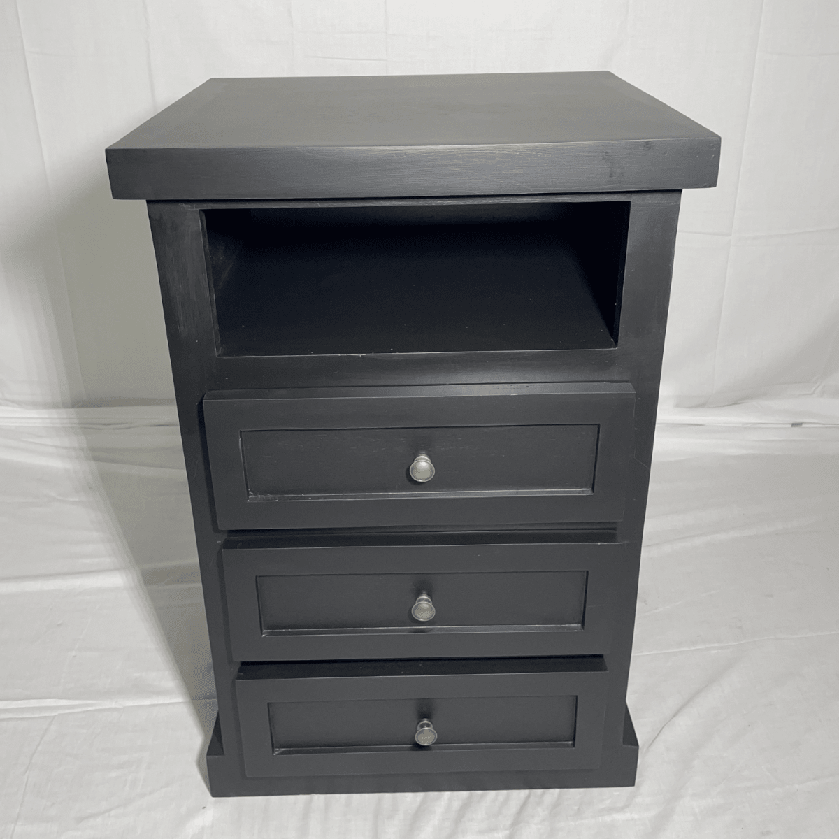 VELADOR DORMITORIO LIBRERO FERRARA 3 CAJONES NEGRO RUSTICO5