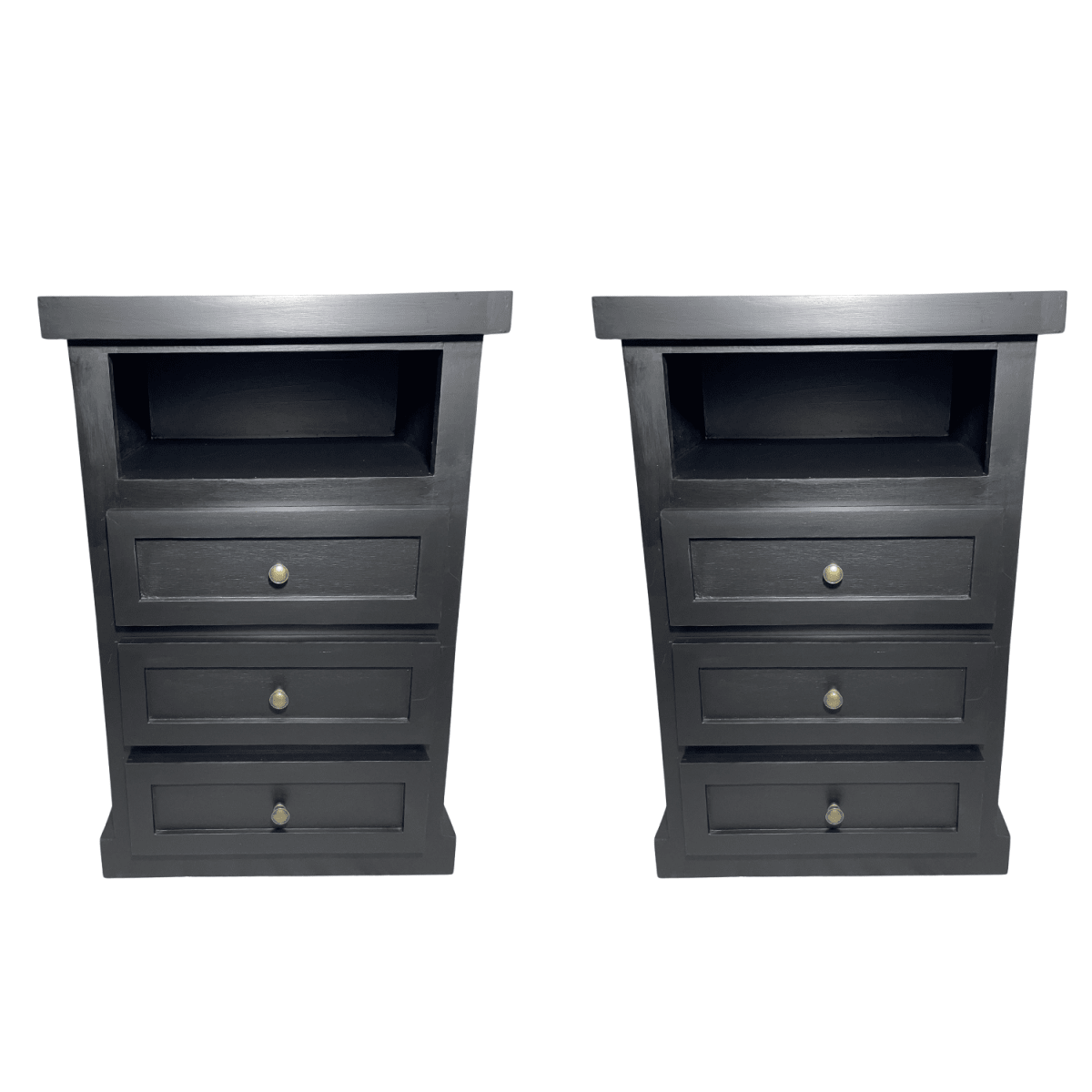 VELADOR DORMITORIO LIBRERO FERRARA 3 CAJONES NEGRO RUSTICO6