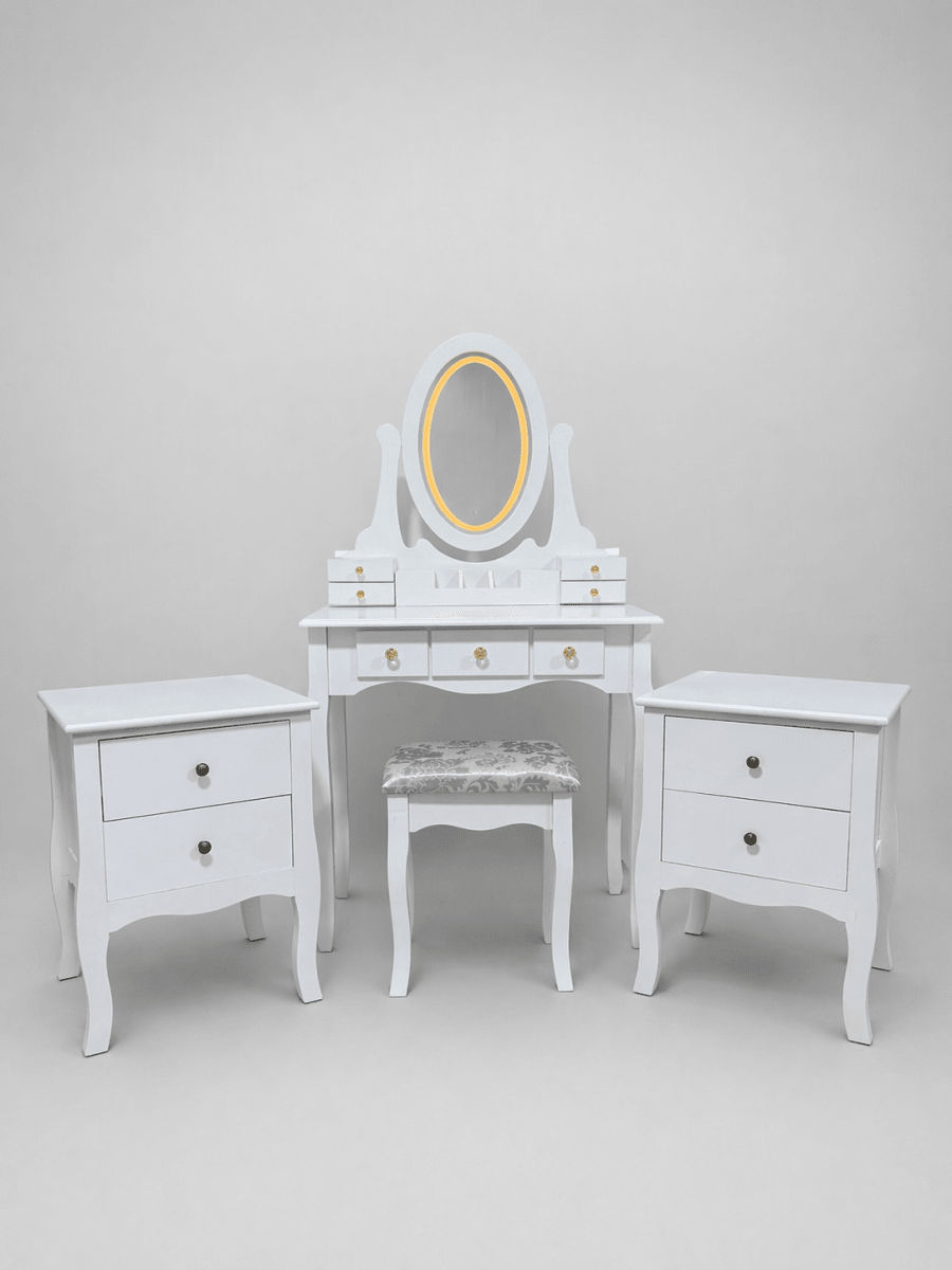 KIT DORMITORIO TOCADOR CATERINA + VELADOR GENOVA 2C1