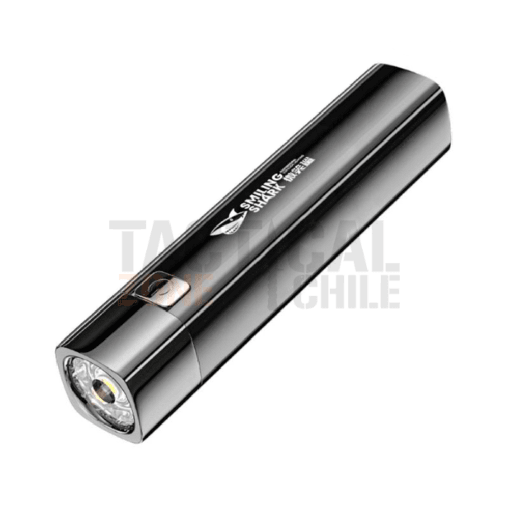 LINTERNA SMILING SHARK CON POWER BANK NEGRA