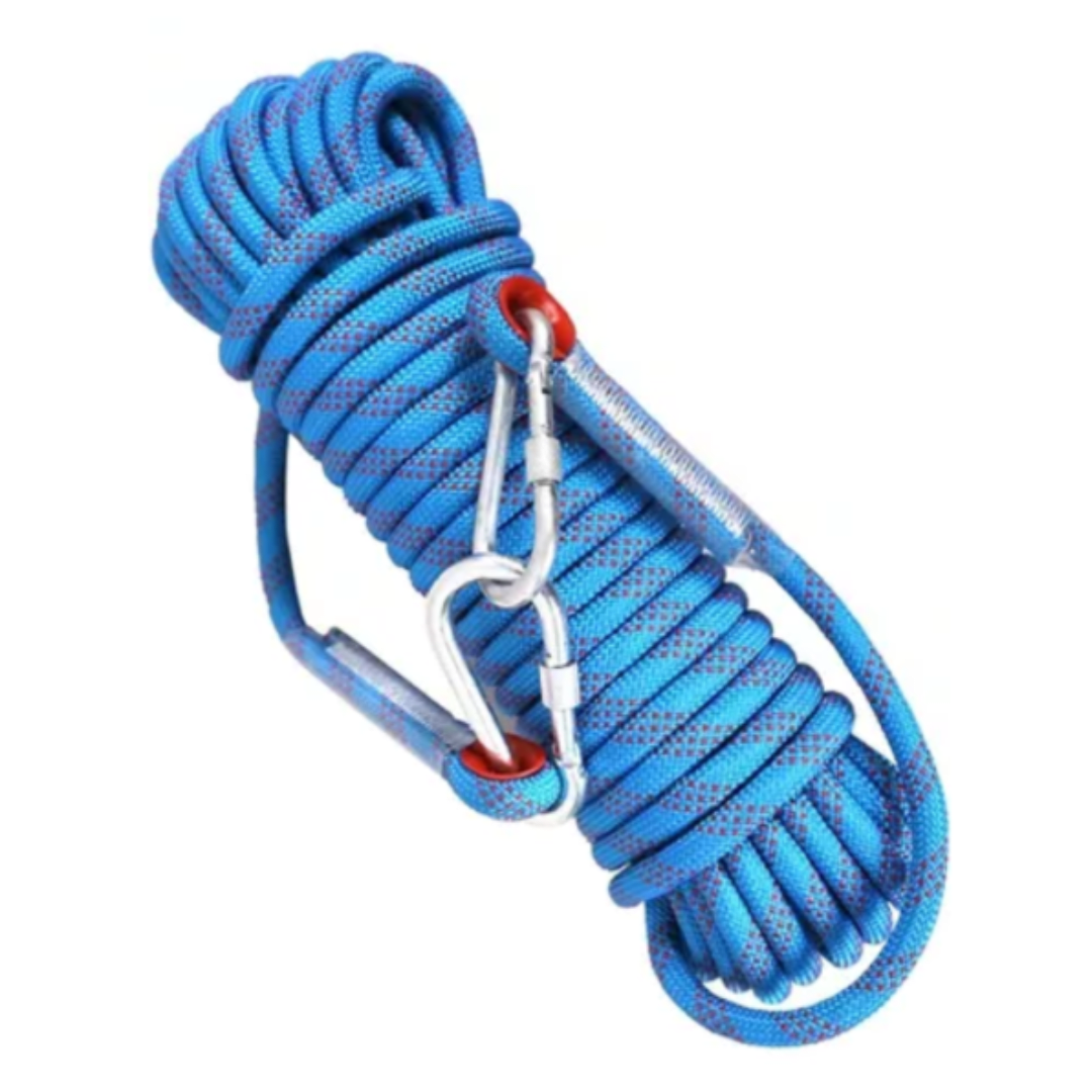 CUERDA COLOR AZUL 25 MTS CON MOSQUETON