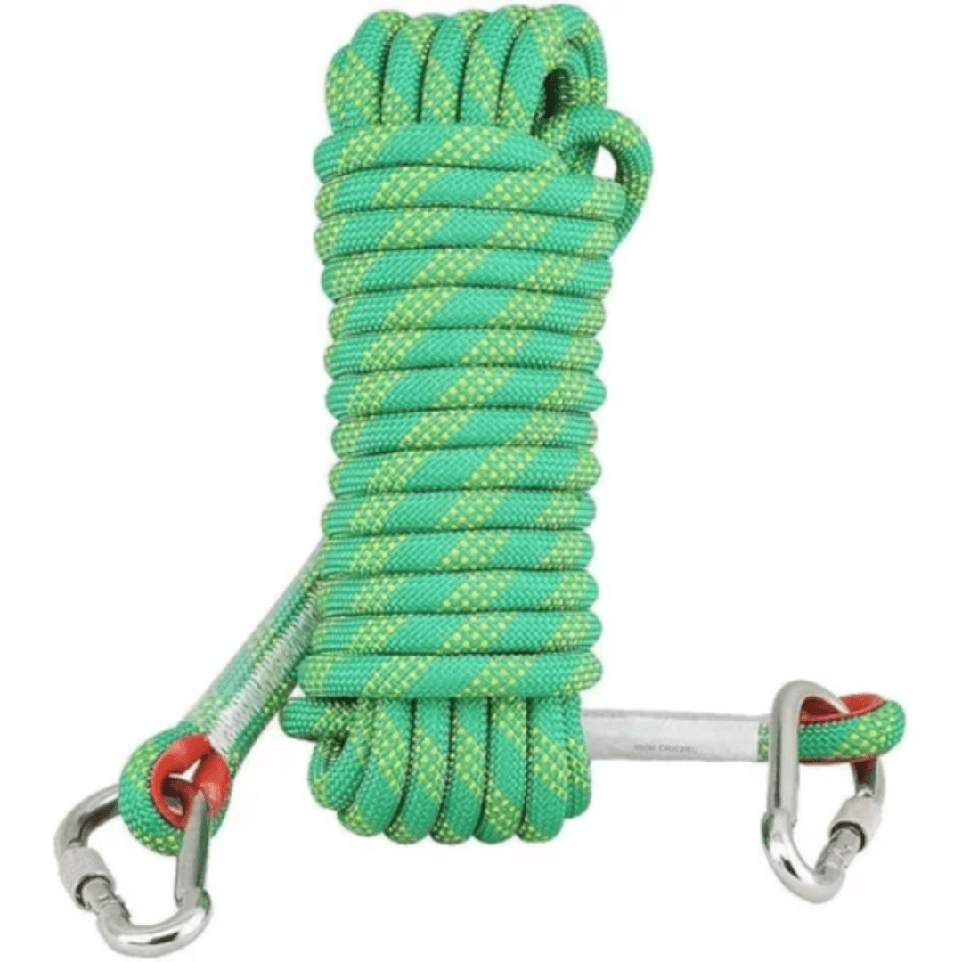 CUERDA COLOR VERDE 25 MTS CON MOSQUETON