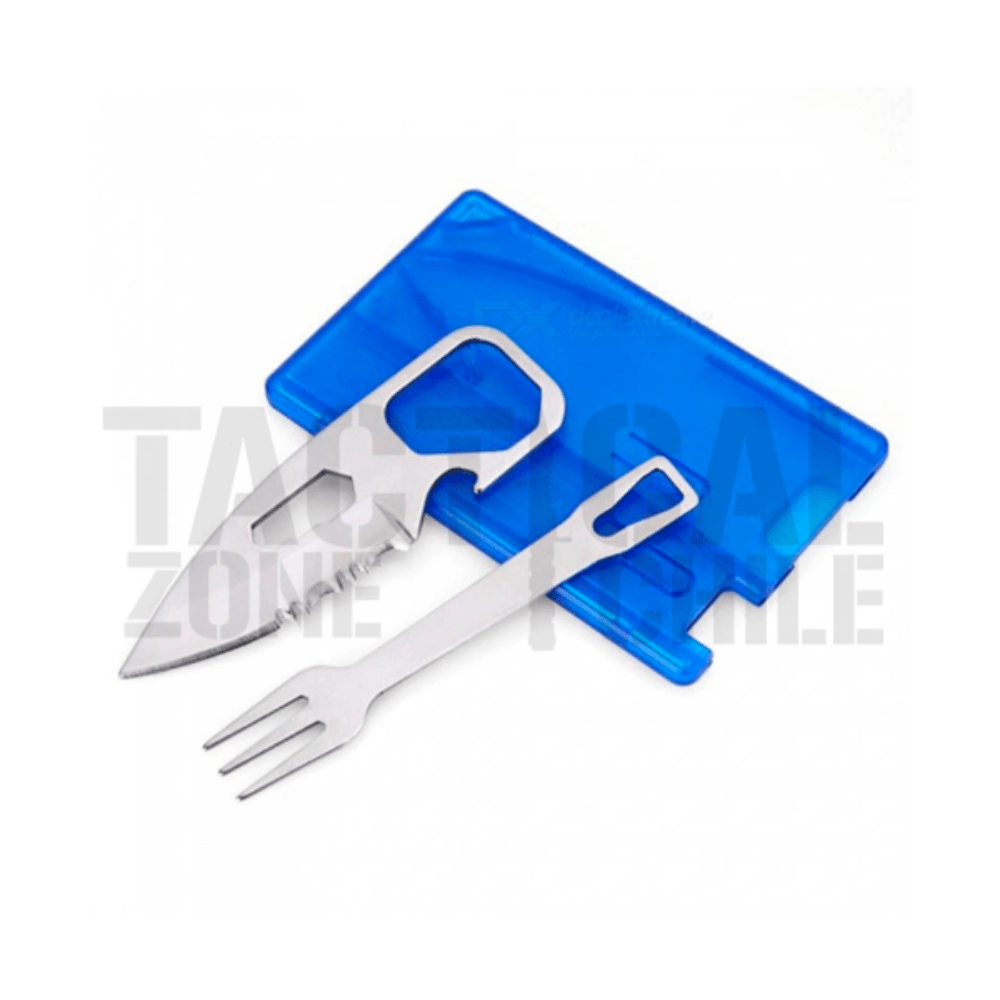 Tarjeta De Supervivencia Cuchillo Y Tenedor Con Funda P/Camping1