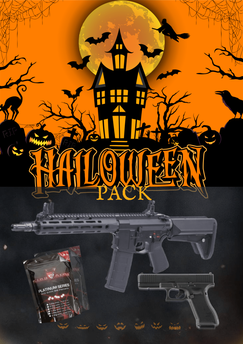 PACK HALLOWEN Réplica CYMA Platinum cal 6mm M4 QBS AEG 10