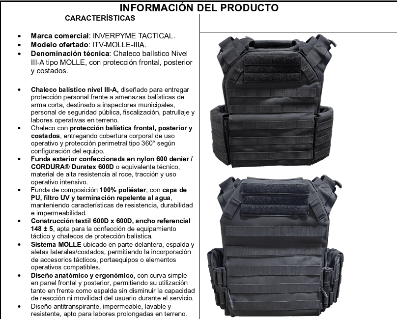 CHALECO BALISTICO  ITV-MOLLE-IIIA.+PLACAS FR-TR+LATERALES2