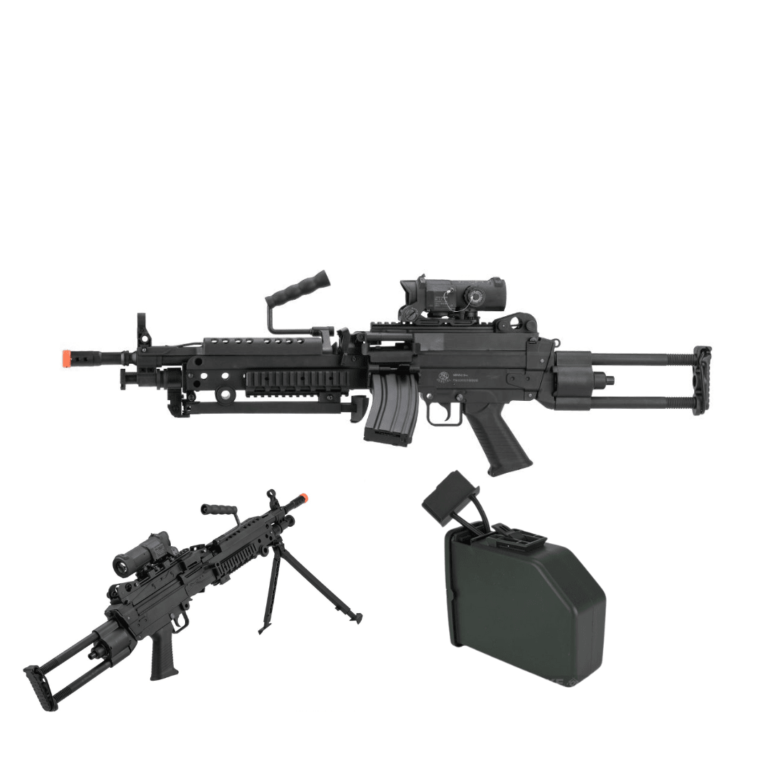 Cybergun FN Licensed M249 MINIMI + A&K 2500 Round Box Magazine for Airsoft M249 AEG Light Machine Gu1