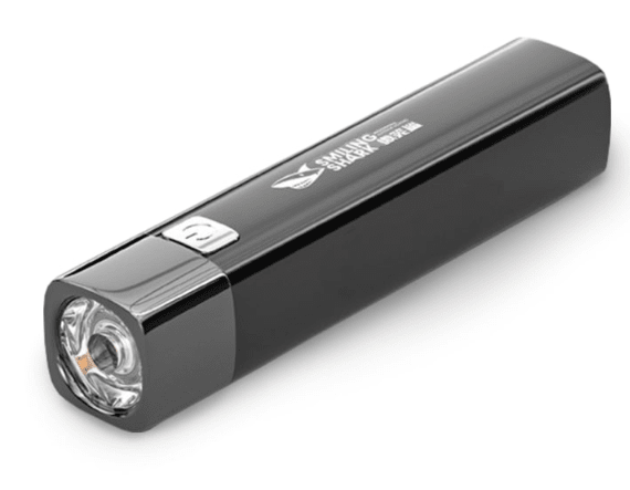 LINTERNA SMILING SHARK CON POWER BANK NEGRA