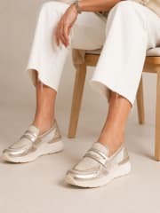 MOCASIN  HISPANITAS LOTO BLANCO DORADO
