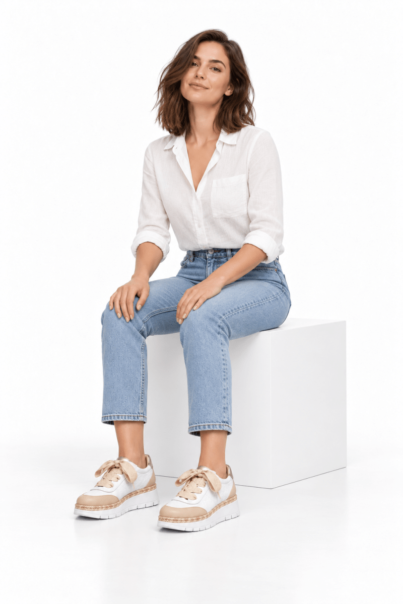 ZAPATILLA JOSE SAENZ BELEN BLANCO BEIGE YUTE1