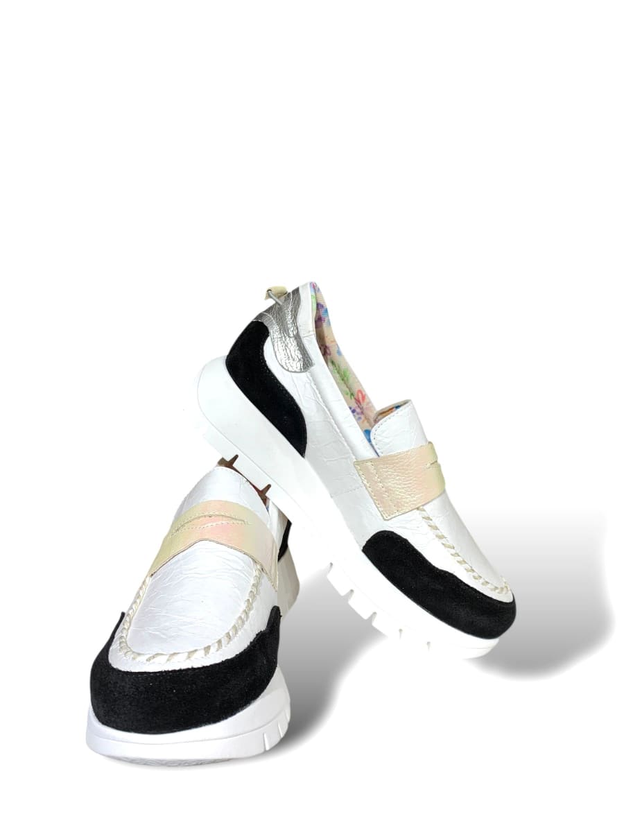 MOCASIN BELEN NEGRO BEIGE ANTE6