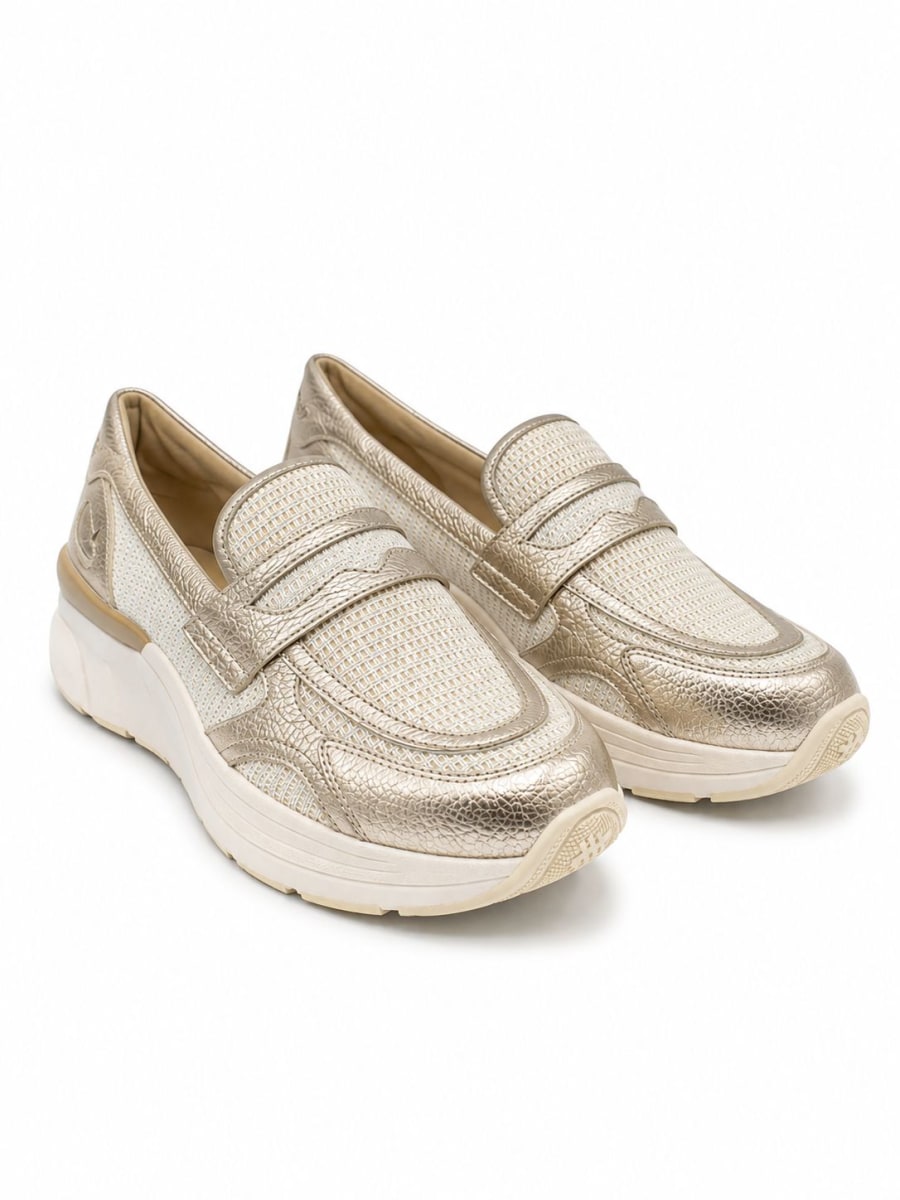 MOCASIN  HISPANITAS LOTO BLANCO DORADO1