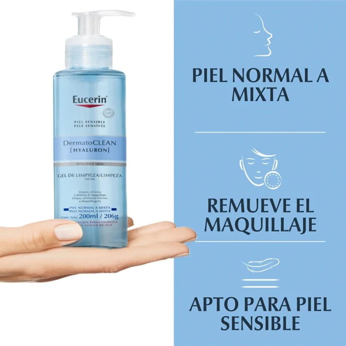 EUCERIN DERMATOCLEAN GEL LIMPIADOR FACIAL 200ML2