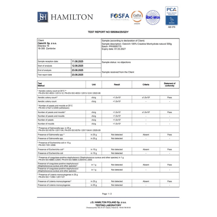 Creatina Saco Monohidratada Ostrovit 500 Grs2