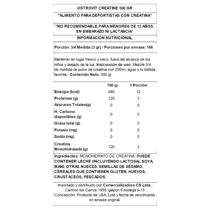 Creatina Saco Monohidratada Ostrovit 500 Grs3