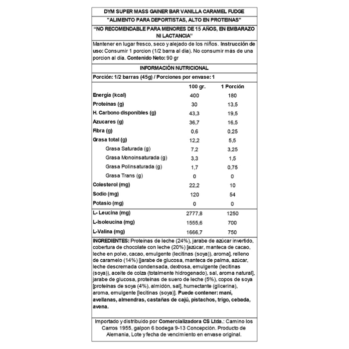 Barra Proteína Super Mass Gainer3