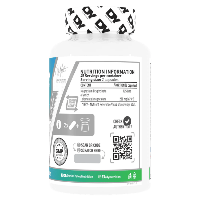 Magnesio Bisglicinato Dorian Yates | 90 Cápsulas Veganas · Alta Absorción2