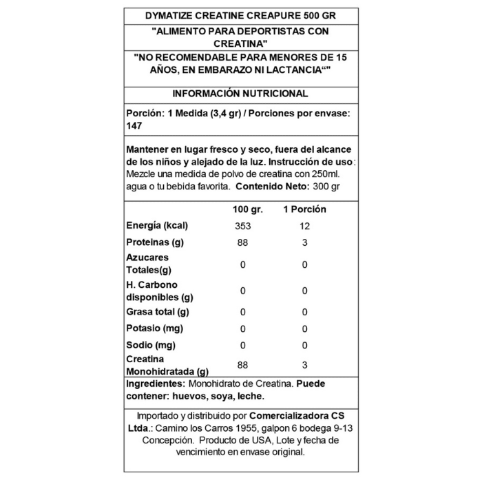 Creatina Dymatize Creapure 500 Grs3