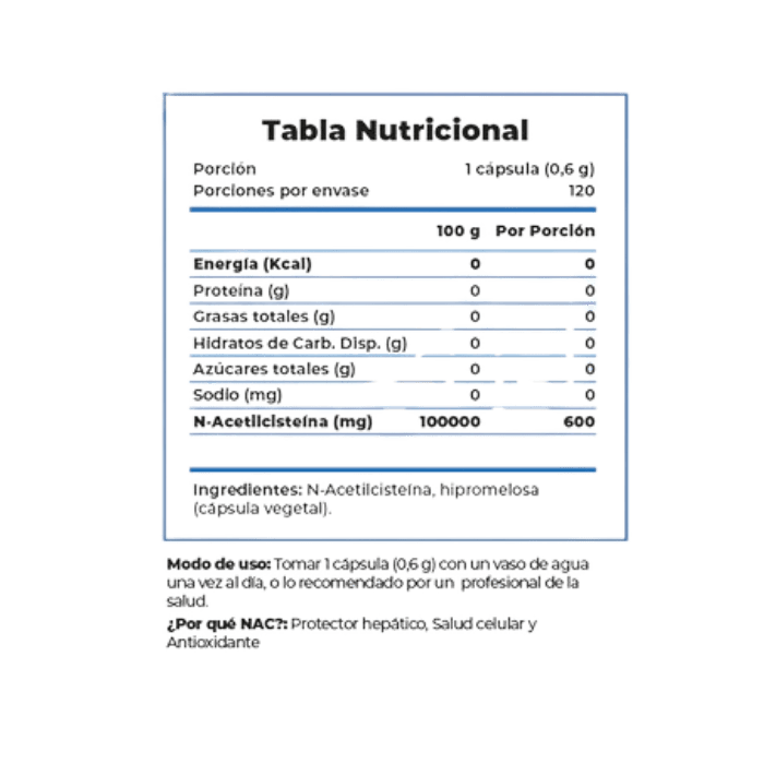 N Acetilcisteína - NAC 600mg 120 cápsulas2