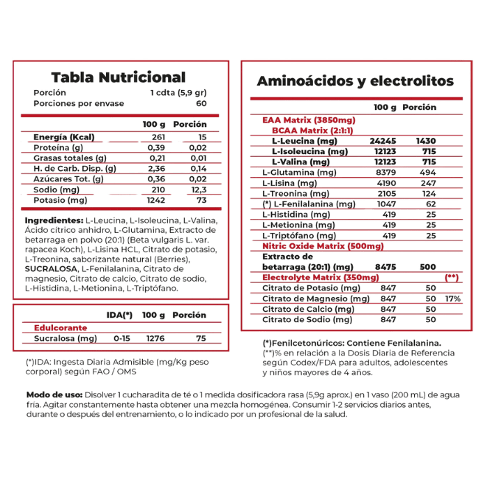 Aminoácido - EAAS + Extracto de betarraga 60 servicios2