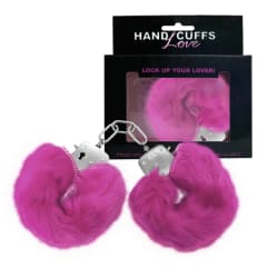 Esposas de metal con peluche rosado 0