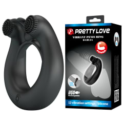 Anillo vibrador de silicona negro - Recargable