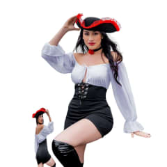 Disfraz Pirata Rojo y Blanco