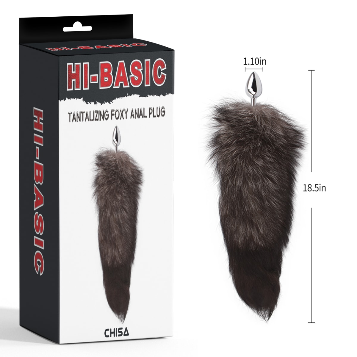 Cola de zorro anal con plug de acero 47 cm3