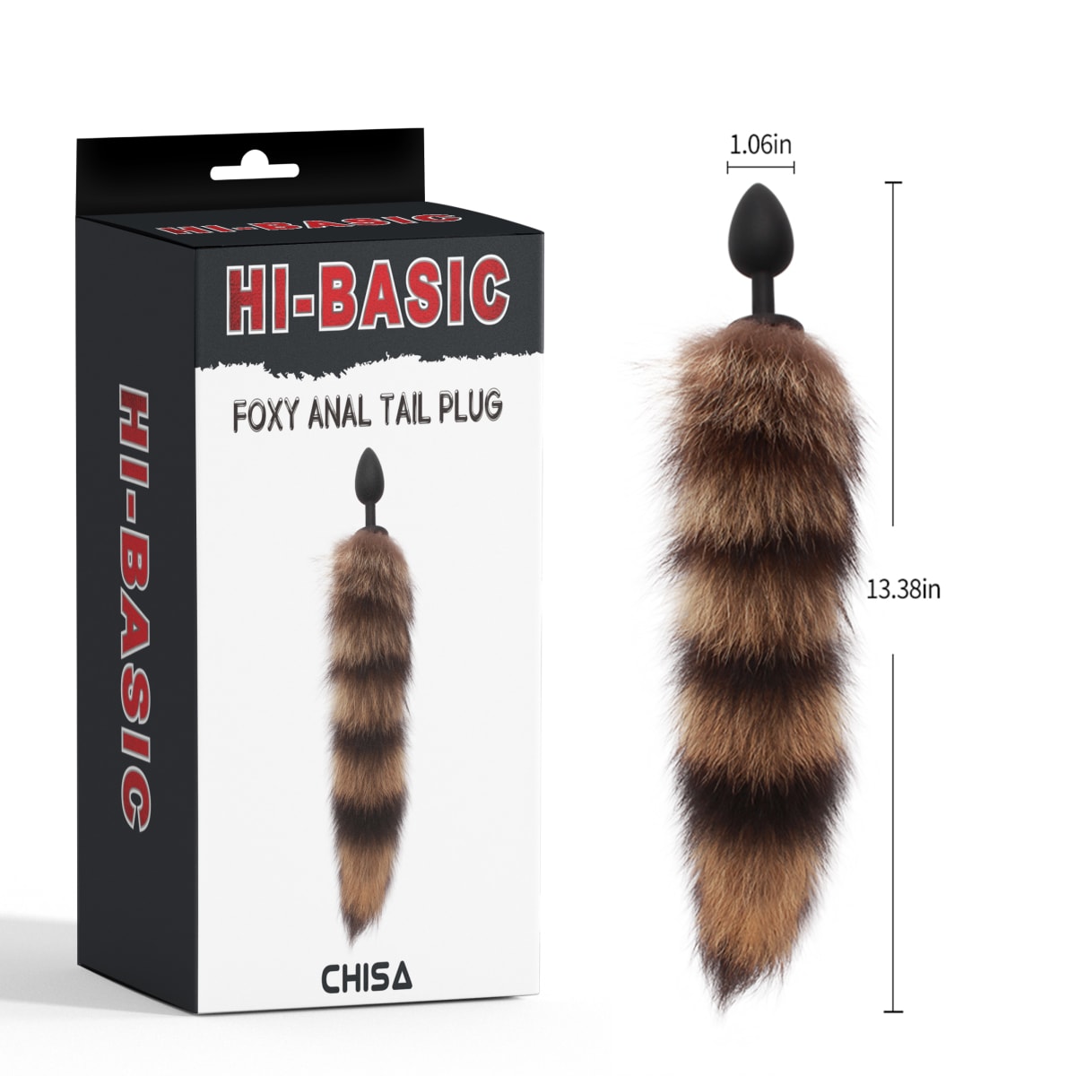 Cola de zorro anal con plug de silicona 34 cm1