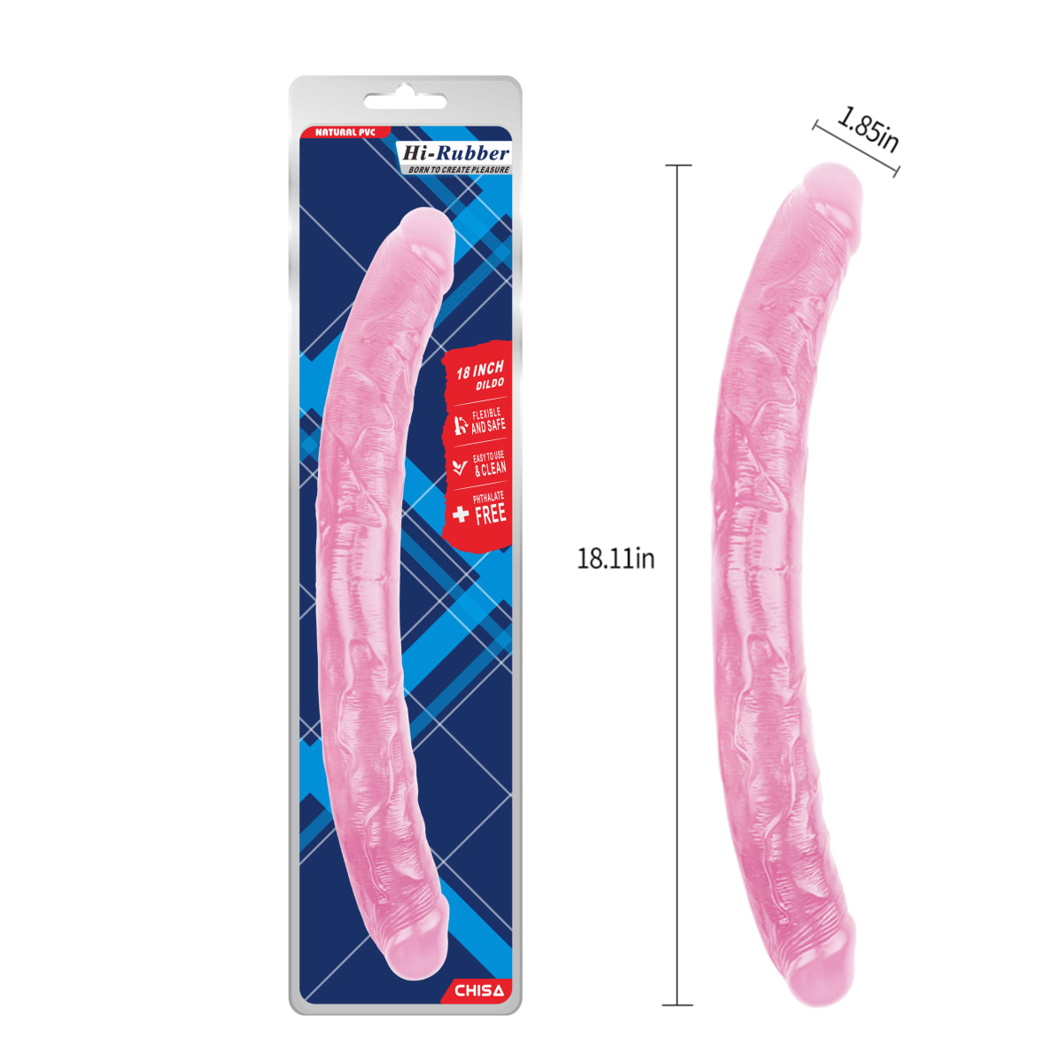 Dildo doble lésbico rosado 46 cm4