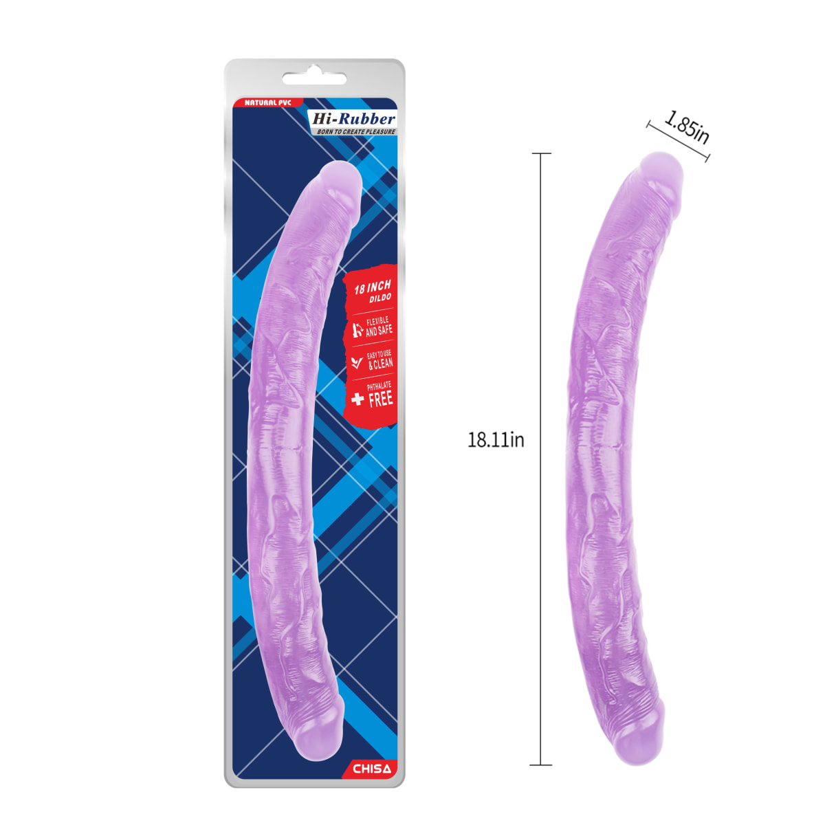 Dildo doble lésbico morado 46 cm2