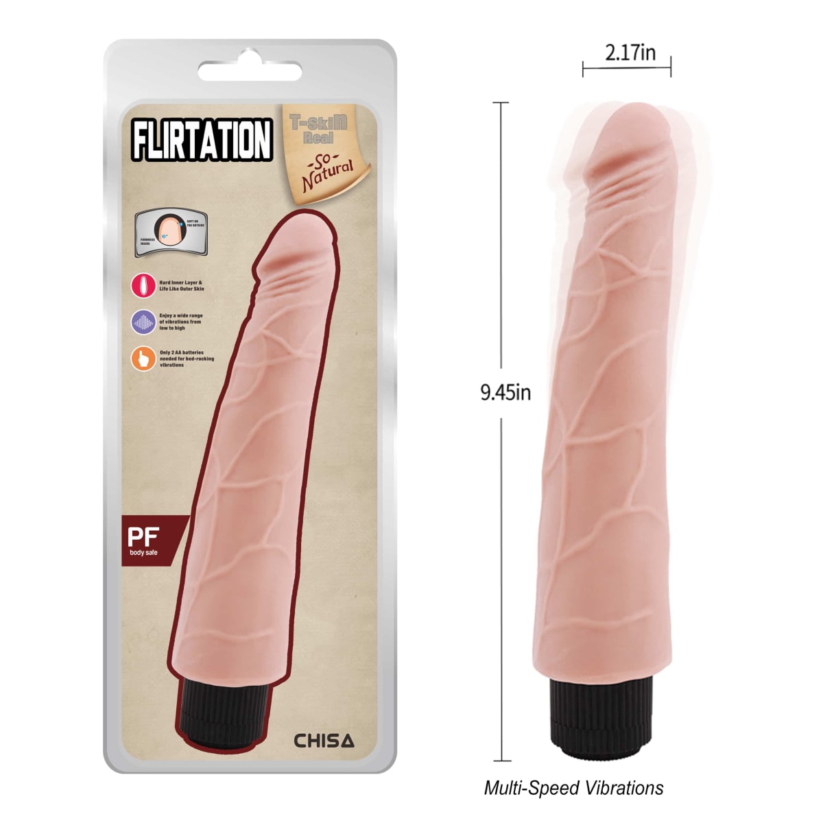 Vibrador realista Flirtation carne 22 cm3